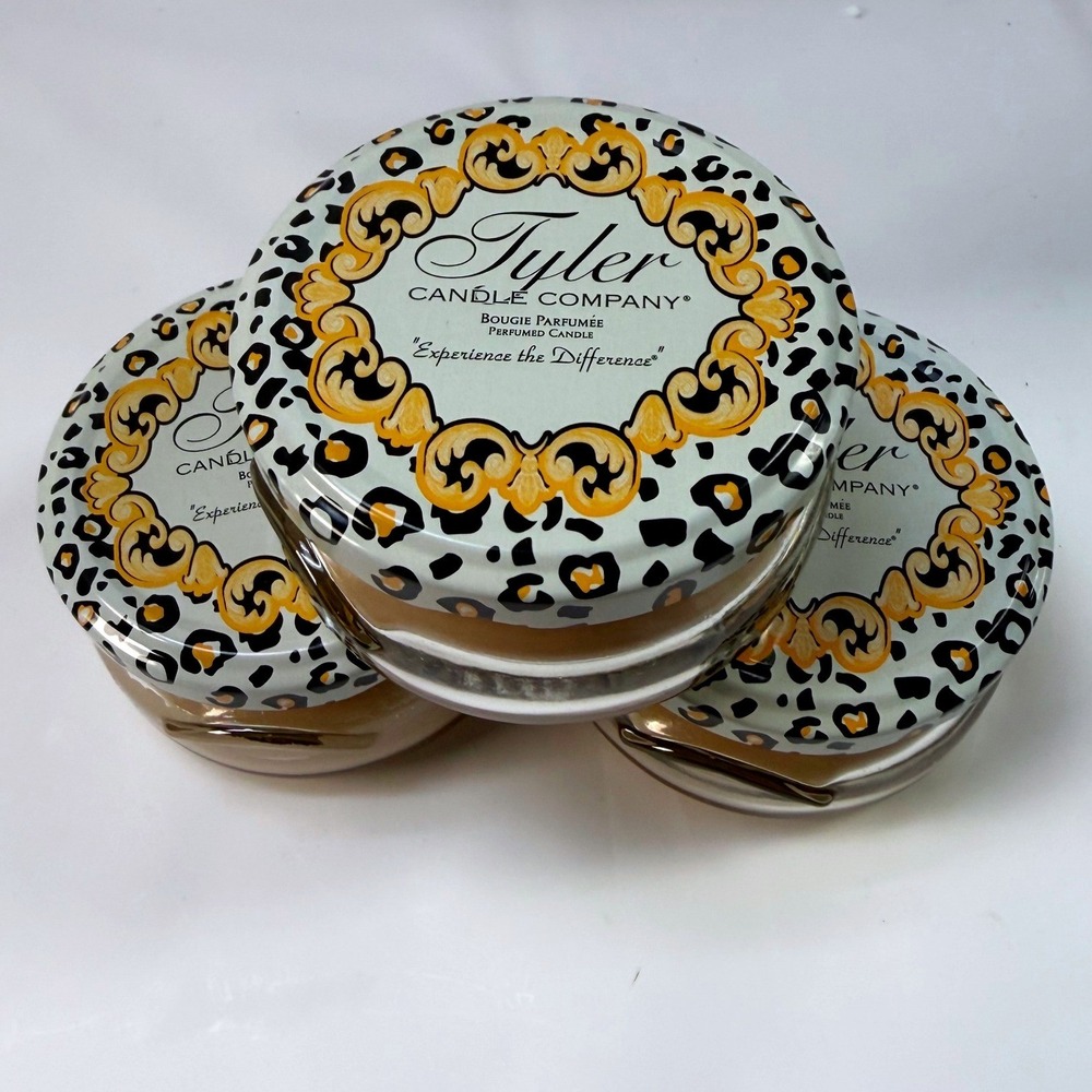 Tyler Candle Company Patchouli Scented Jar Candles 3.4oz Set of 3 Leopard Lid